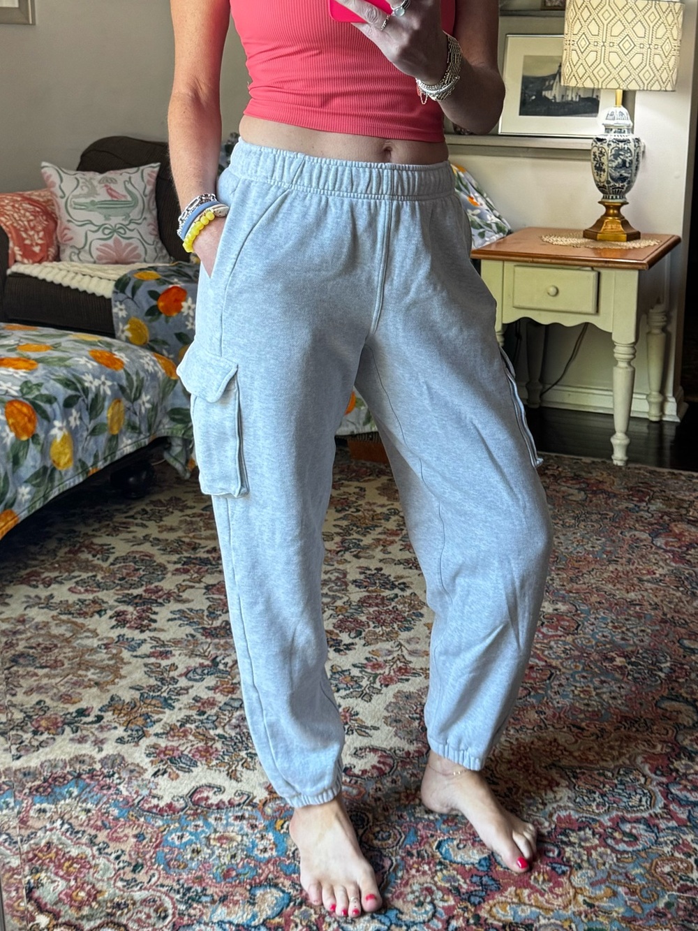 lululemon athletica Light Gray Cargo Jogger Pants